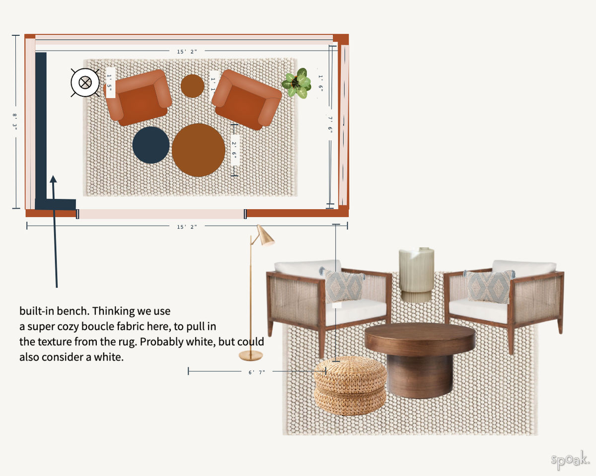 Kitchen + Living Room Layout designed by Liz Kirby