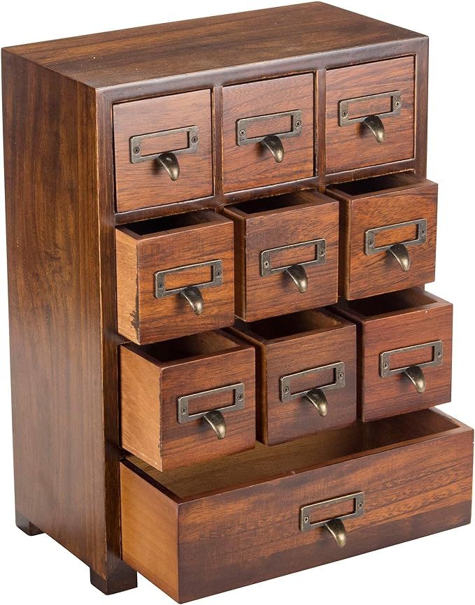Card Catalog Traditional Solid Wood Small Chinese Medicine Small Curio Cabinet l Vintage Retro Look Tea Storage Organizer Apothecary Drawer Dresser l Modern Gadget Shelf | Tall - FULLY ASSEMBLED added by Eleanor Mills