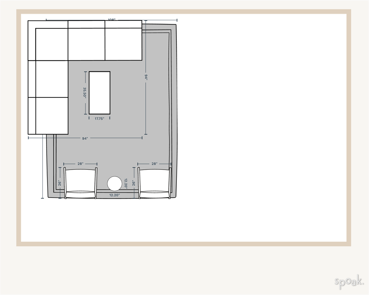 Living + Dining Room Layout designed by Lauren Mesenbrink