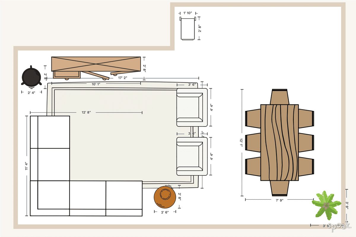 Large Family Room Layout designed by Laurian Green