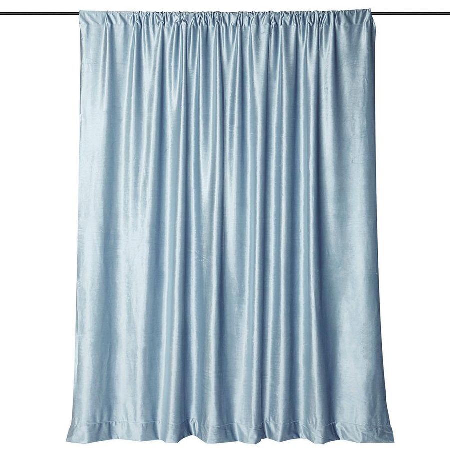 8Ft H x 8Ft W Dusty Blue Premium Velvet Backdrop Curtain Panel Drape added by Jensen Jameson