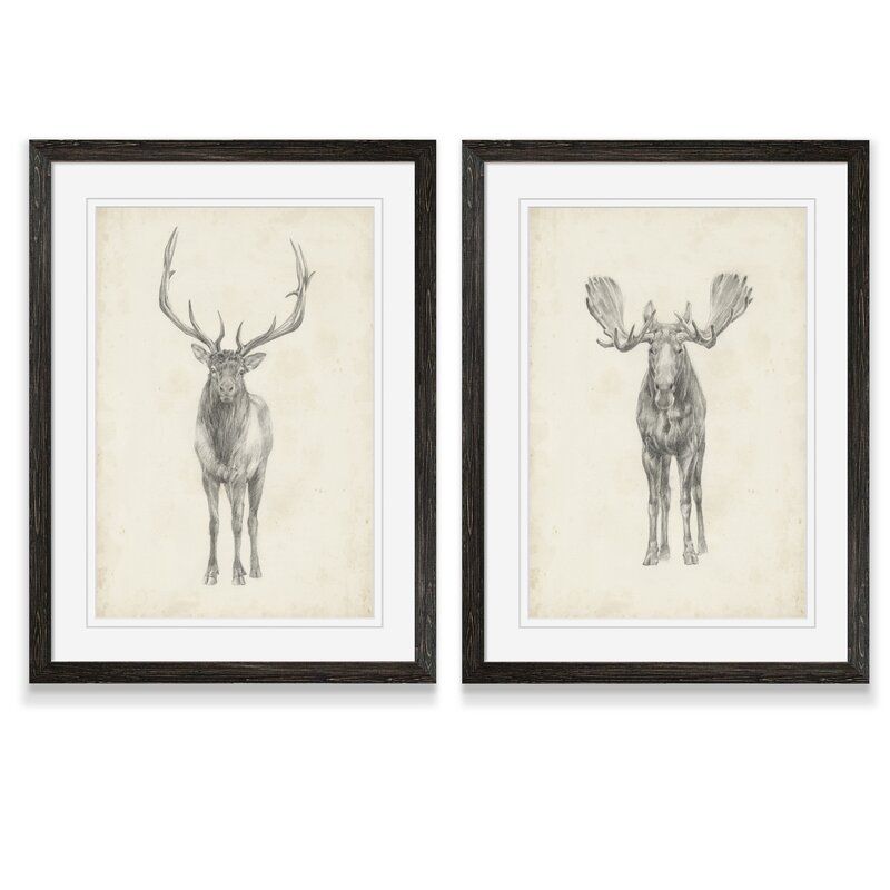 Moose Study Framed 2 Pieces by Antonyus Bunjamin (Abe) Painting added by sallie tyler