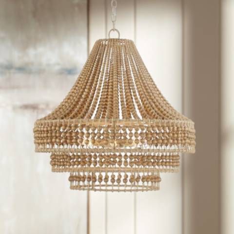 Silas 26 1/2" Wide Natural Wood Beads and Rope Chandelier - #141A0 | Lamps Plus added by Stephanie Northrop