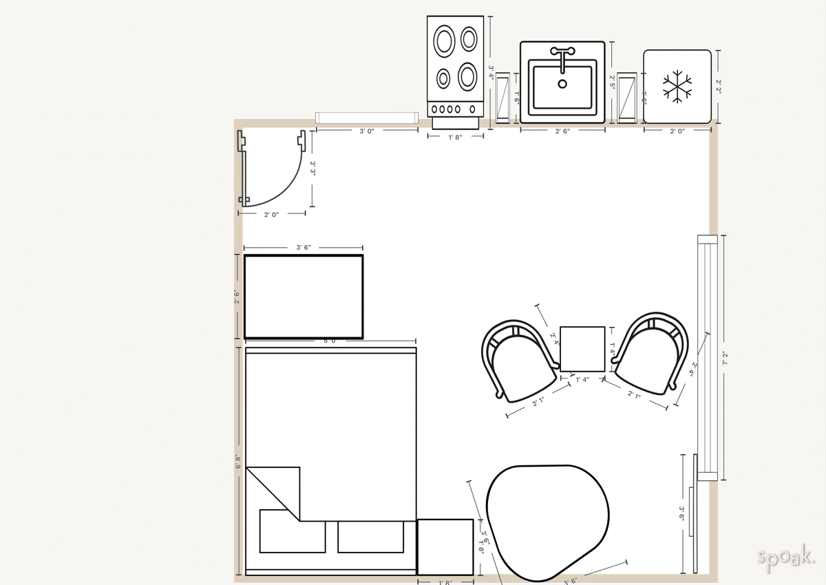 Square Apartment Floor Plan designed by Natasha Anderson