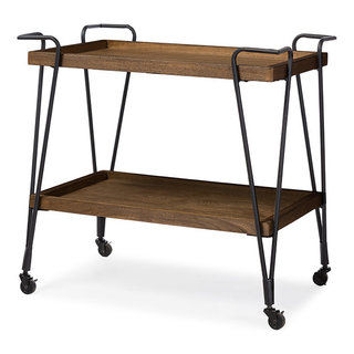 Laydon Textured Metal Distressed Ash Wood Mobile Serving Cart, Antique Black - Industrial - Bar Carts - by Baxton Studio | Houzz added by Lindsey Halloran