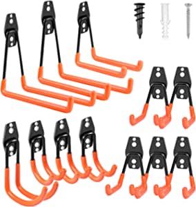 Garage Hooks, 12 Pack Heavy Duty Garage Storage Hooks Steel Tool Hangers for Garage Wall Mount Utility Hooks and Hangers with Anti-Slip Coating for Garden Tools, Ladders, Bikes, Bulky Items added by Rescued Room Design