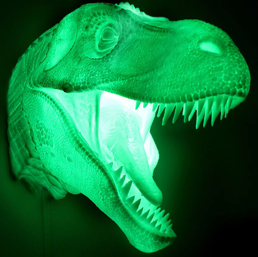 Tyrannosaurus Rex - Wall Hanging 3D Printed Accent Lamp, t-rex, Novelty Lamp, LED Light, Ambient Light, Small Accent Lamp, Decoration Gifts 12x11x6 Green light added by Lauren Gisriel