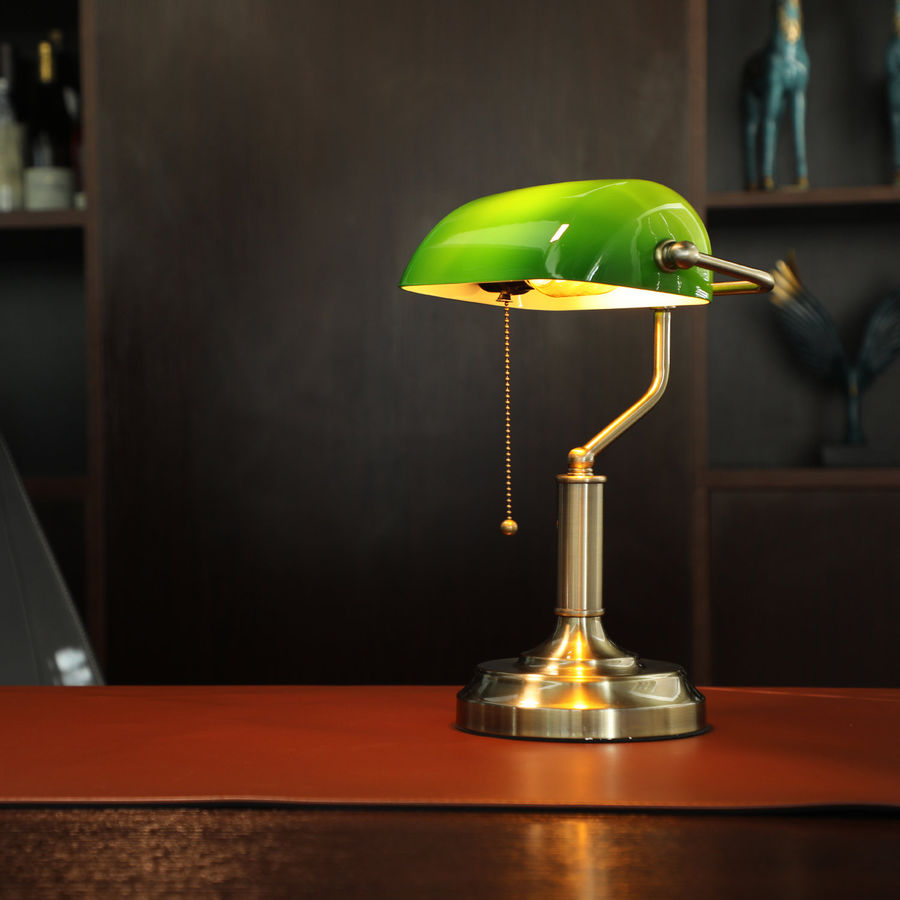 Charlton Home® 14.96" Bankers Desk Lamp with Pull Chain Switch Plug in Fixture,Vintage Desk Lamps,Library Lights & Reviews | Wayfair added by sallie tyler