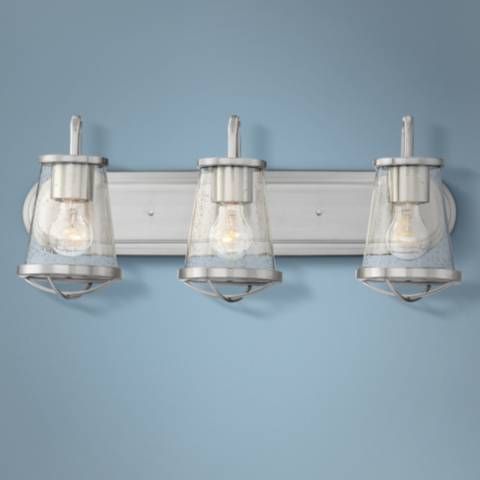 Darby 24" Wide Satin Platinum 3-Light Bath Light - #43E04 | Lamps Plus added by Cheyenne Labott