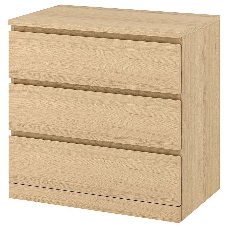 MALM 3-drawer chest, white stained/oak veneer, 31 1/2x30 3/4 " added by Michelle Stark
