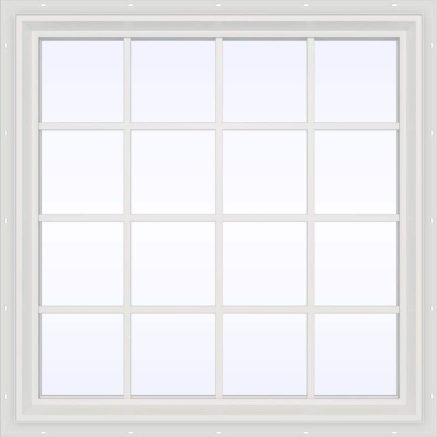 JELD-WEN 47.5 in. x 47.5 in. V-2500 Series White Vinyl Fixed Picture Window with Colonial Grids/Grilles THDJW141600044 - The Home Depot added by Lindsay Burkhart