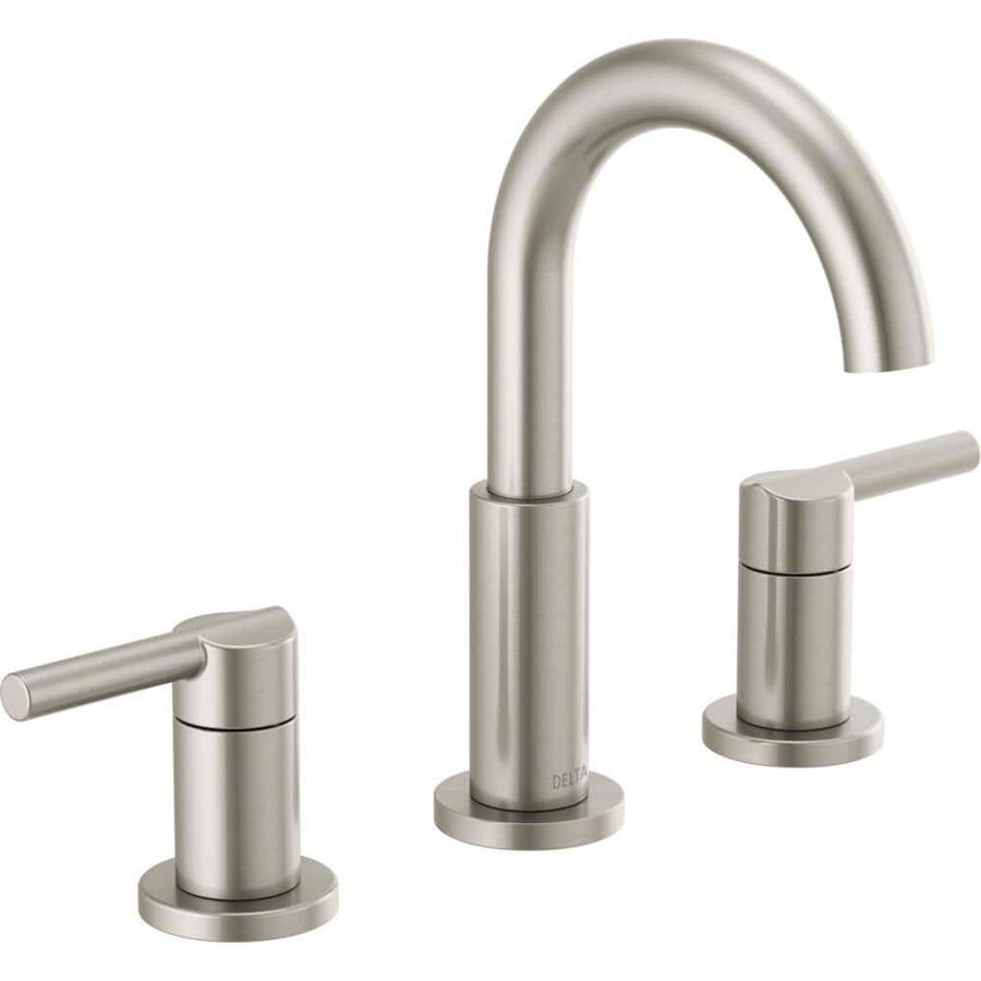 Delta Nicoli J-Spout 8 in. Widespread 2-Handle Bathroom Faucet in Stainless 35749LF-SS - The Home Depot added by Elizabeth Kilby