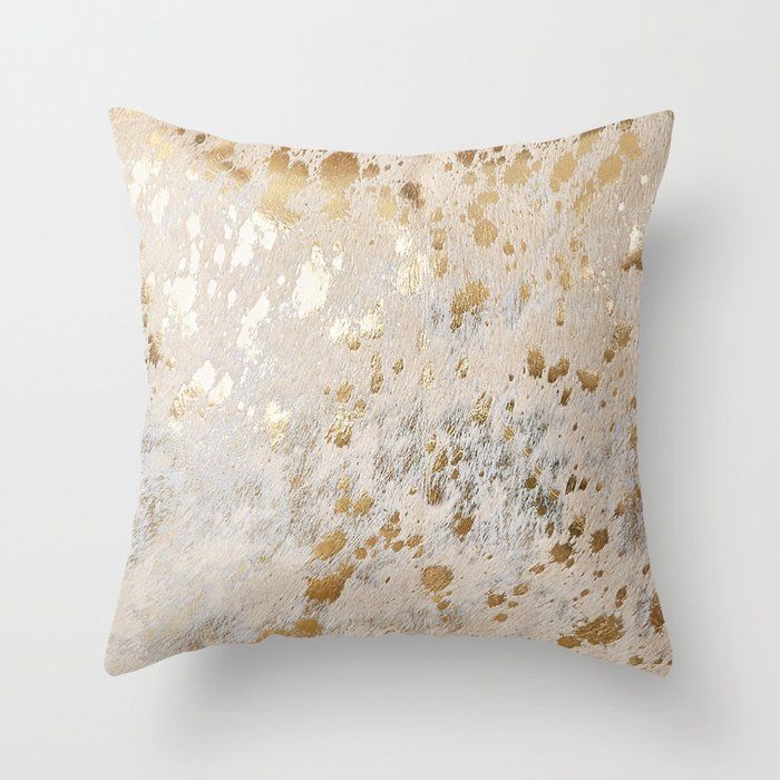 Gold Hide Print Metallic Throw Pillow by KOOVOX added by Katie Carpenter