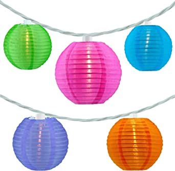 YULETIME Multicolor Lantern String Lights, 10 Count Nylon Lantern on 7.6' White Wire, UL Listed 8" Spacing End-to-end Connectable Plug-in String Lights (Multi-Colored) added by Whitney Crutcher