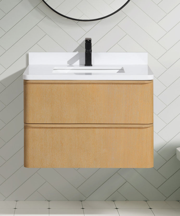 Ebern Designs Bueche 30" Single Floating Bathroom Vanity With Engineered Quartz Top | Wayfair added by Lindsay Schultz