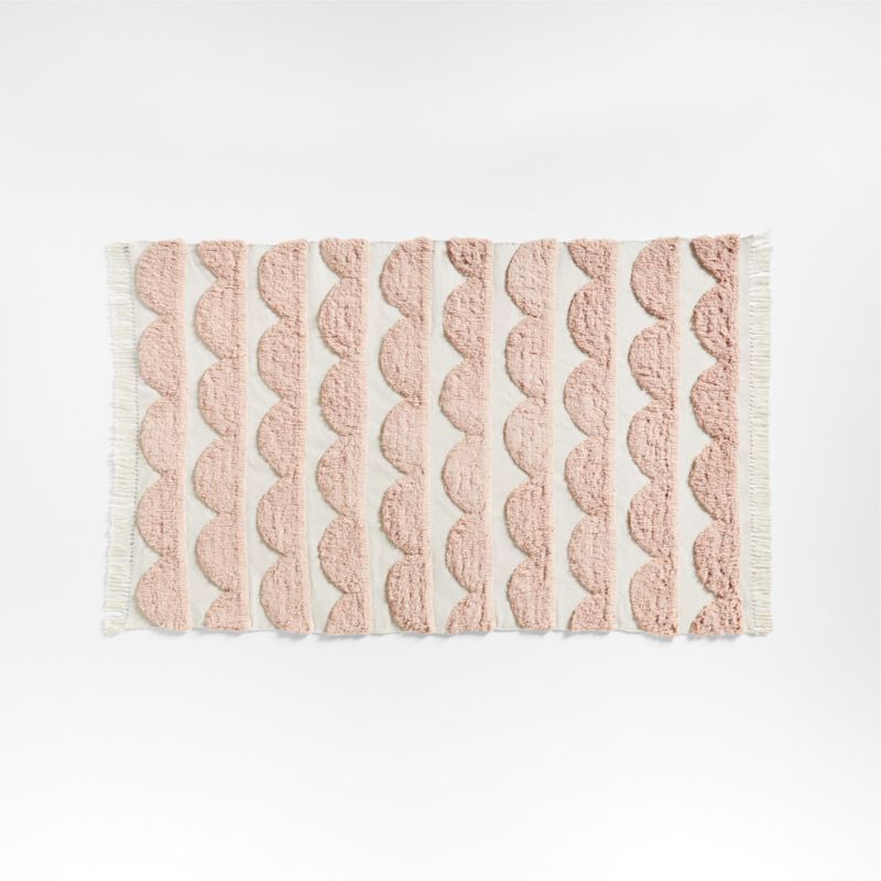 Oulu Kids Handwoven Pink and White Scallop Textured Kids Performance Rug with Fringe 5x8 + Reviews | Crate & Kids added by Lindsay Etter