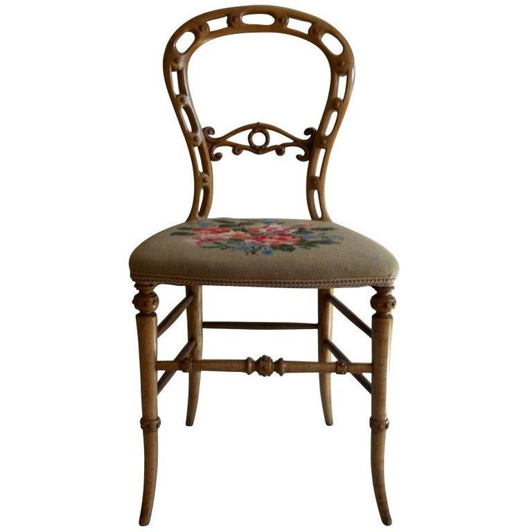 Mid Victorian Side Chair Finely Hand Carved with Wool Work Seat, Circa 1850 added by jane campbell rahmberg