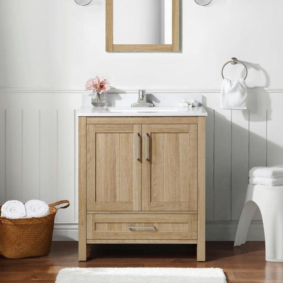 OVE Decors Kansas 30 in. Single Sink White Oak Bath Vanity with White Engineered Stone Top (Assembled) 15VVA-KANS30-12 - The Home Depot added by HELEN SALGADO