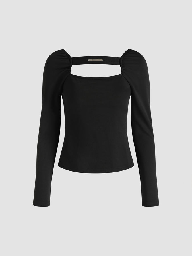 Solid Black Wide Neckline Top - Cider added by Spoak Member
