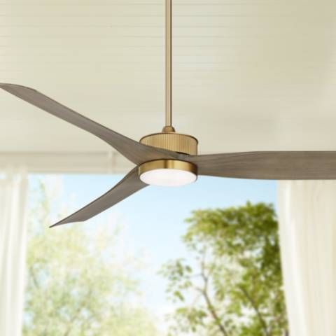 60" Casa Vieja Montage Soft Brass LED Damp Rated Fan with Remote - #976C0 | Lamps Plus added by Caitlyn Fitzpatrick