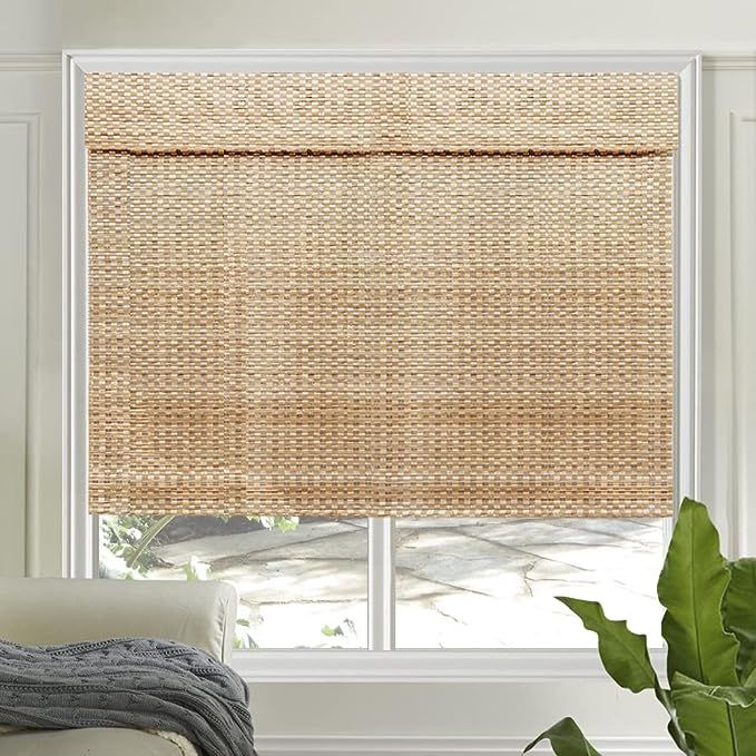 Letau Wood Cordless Window Shades Blinds, Bamboo Light Filtering Custom Roller Shades, Pattern 9 added by Jenna Quinones