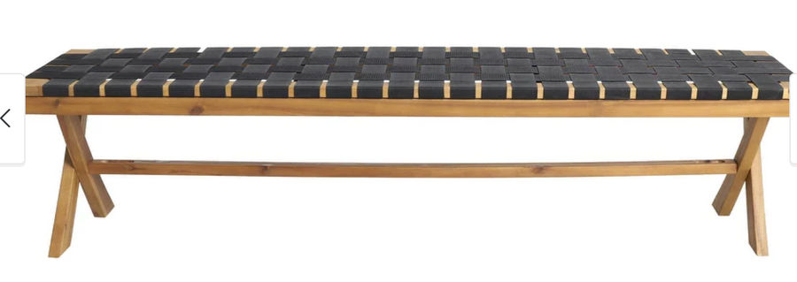 Mallett Outdoor Acacia Wood Bench with Rope Seating by Christopher Knight Home - 61.00" W x 13.75" D x 16.25" H - Bed Bath & Beyond - 32017818 added by Kelly Edwards