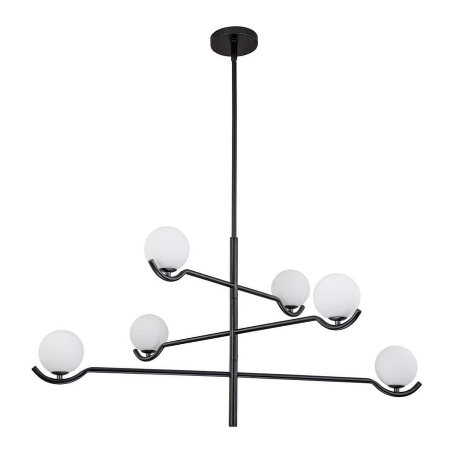 C Cattleya 6-Light Black Mid-century Tiered Sputnik Chandelier with White Opal Glass, Adjustable height and G9 Bulb Included HCA2448-H - The Home Depot added by Sarah Jackson