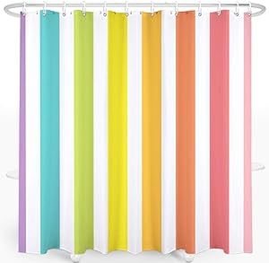Rainbow Shower Curtain, Washable Kids Shower Curtain, Cute Shower Curtain Waterproof Polyester Fabric Shower Curtain Set with 12 Hooks Bathroom Decor, 72x72 Inches (03 added by sallie tyler