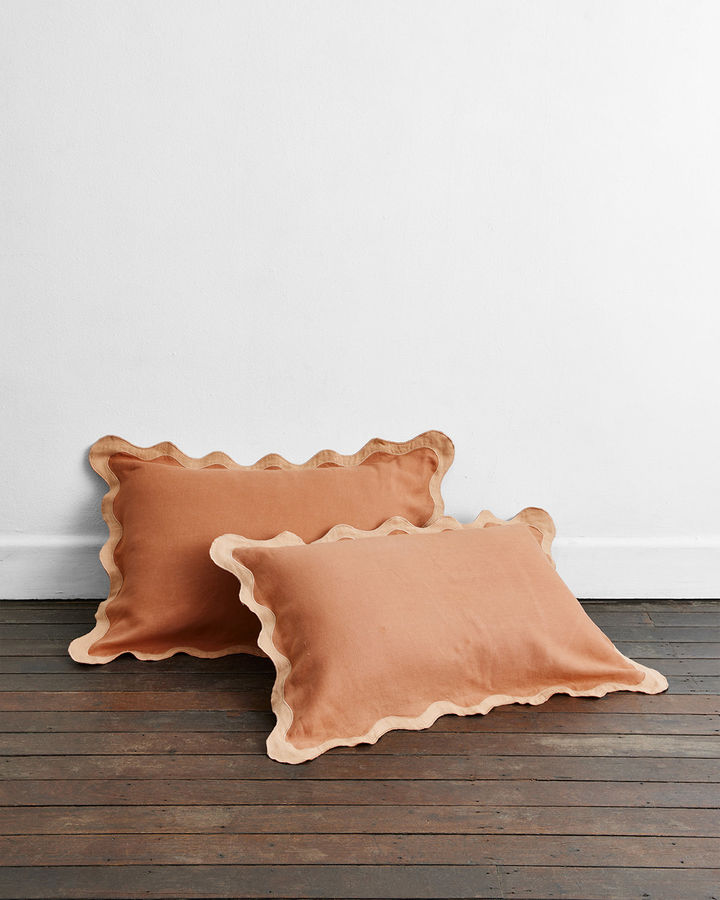 Hazelnut & Terracotta 100% French Flax Linen Scalloped Pillowcases (Set of Two) added by Rhealynn Ochoa