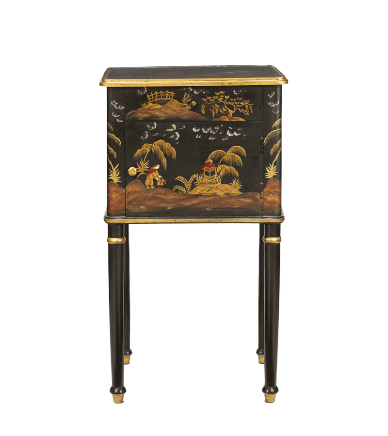Xin Hand-Painted Chinoiserie Side Table - Black | OKA US added by Ekaterina Sleta