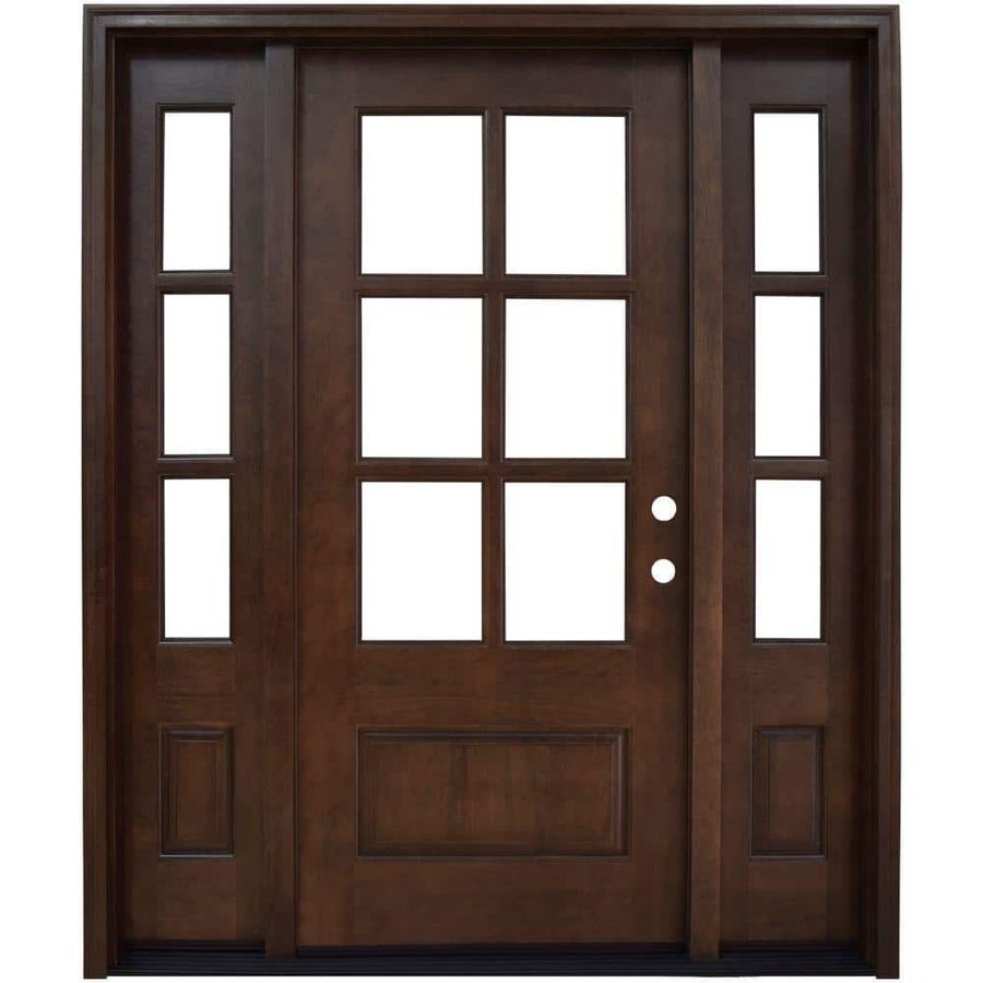 Steves & Sons 60 in. x 80 in. Savannah Clear 6 Lite LHIS Mahogany Stained Wood Prehung Front Door with Double 10 in. Sidelites M6410-103010-CT-4ILH - The Home Depot added by Alex Grey