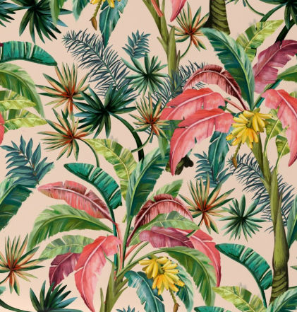 Tropical Banana Palm Leaves, Hollywood Wallpaper | Spoonflower added by Jennalee Rogers