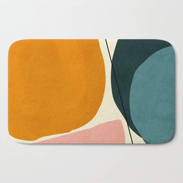 shapes geometric minimal painting abstract Bath Mat by Ana Rut Bre Fine Art added by Rescued Room Design