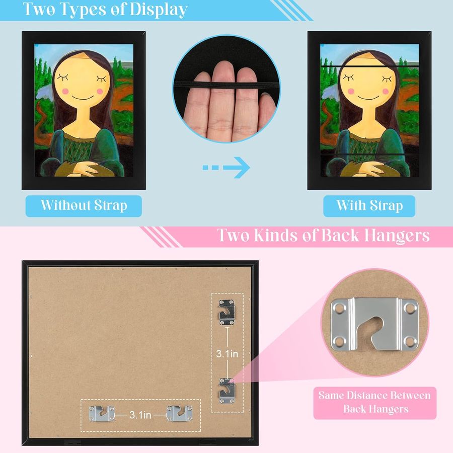 [2-Pack] Kids Frames, 8.5x11 Front Opening Kids Artwork Frames Changeable, Black Artwork Display Storage Frame for Wall, Holds 50 Pcs, for 3D Picture, Crafts, Children Drawing, Hanging Art, Portfolio added by Kate Lynn Nemett