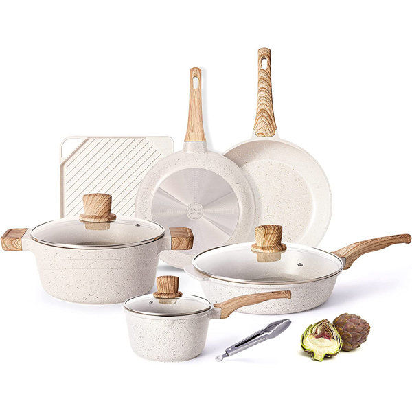 Caannasweis 10 Pieces Pots and Pans Non Stick Pan White Pot Sets Nonstick Cookware Sets w/ Grill Pan added by Piper Stromatt
