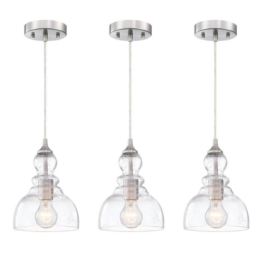 Hukoro 3-Pack 1-light Brushed Nickle Mini Pendant Light F82253-BN - The Home Depot added by Blackbird House