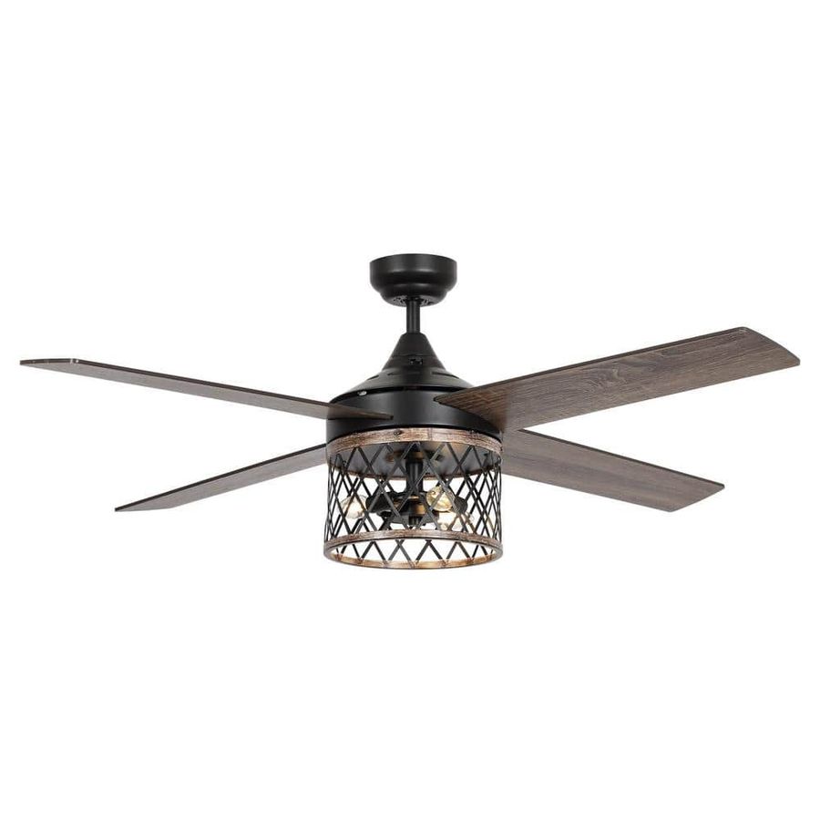 Parrot Uncle Mirelle 52 in. Indoor Black Downrod Mounting Ceiling Fan with Light Kit and Remote F6288110V - The Home Depot added by Sherez Mohamed