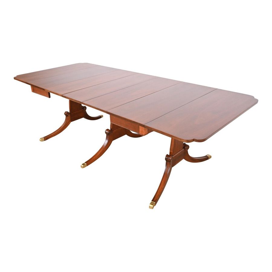 Drexel Georgian Mahogany Triple Pedestal Extension Dining Table, Newly Refinished - Etsy added by Denise Douglas