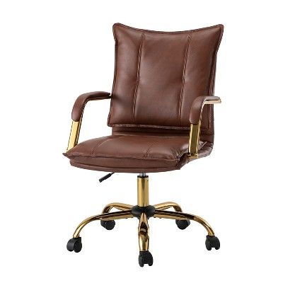 Patrizia Tufted Ergonomic Task 0ffice Chair High Back Executive Swivel Chair for Living Room and Office Room| ARTFUL LIVING DESIGN-BROWN added by Alisha Letarte