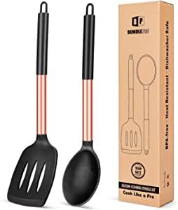 Pack of 2 Large Silicone Slotted Spatula, Non Stick Solid Spoon, High Heat Resistant BPA Free Cooking Utensils, Ideal Kitchen Cookware for Frying, Turning, Mixing, Serving, Draining, Stirring added by Nicole Groves Bridgeforth
