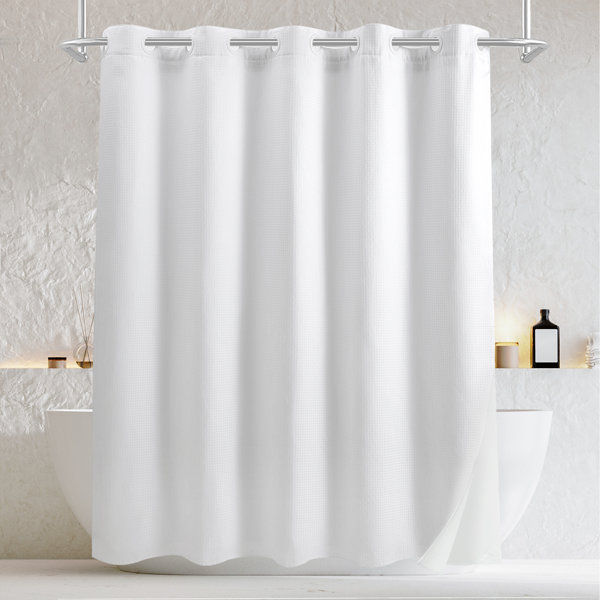 Rakiem No Hook Required Waffle Weave Shower Curtain with Snap in Liner added by Elizabeth Lovelace