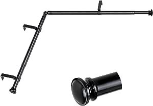 TONIAL Corner Window Curtain Rods, 36-72 Inch Center Rod for window (24 to 68 Inch), 3/4 Inch Decoratice Telescoping Drapery Rods with Small Cap End, Black added by Kaitlyn Sutter
