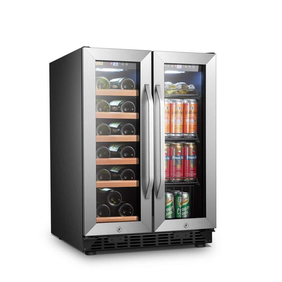 LANBO Wine Refrigerator 23 in. Dual Zone 18-Bottle 55-Can Beverage and Wine cooler in Stainless Steel LB36BD - The Home Depot added by Julia Starr