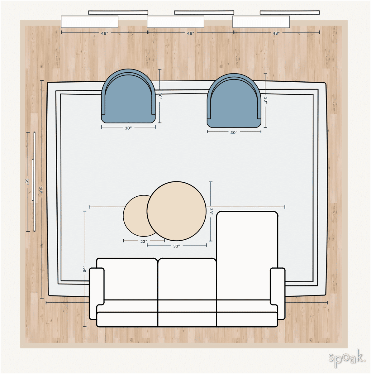 Living Room Layout designed by Liz Ferro
