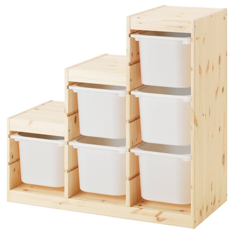 TROFAST Storage combination, light white stained pine/white, 37x173/8x357/8" - IKEA added by Amber Verduzco
