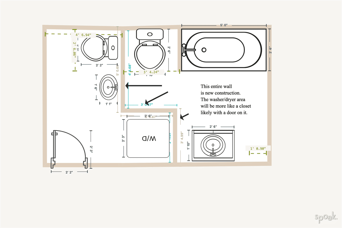 Half Bathroom Plan designed by Emma Ingalls