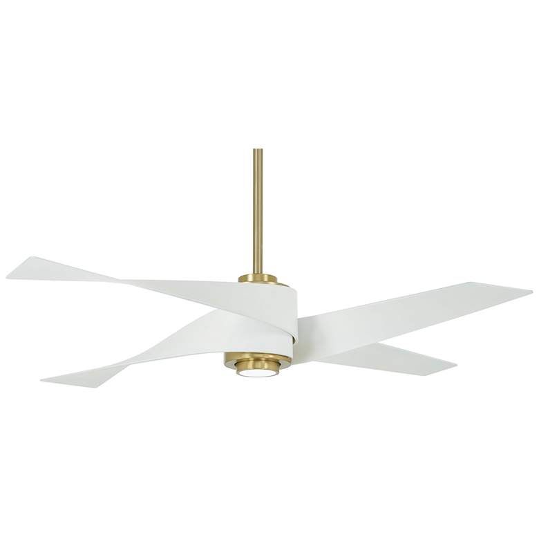 64" Minka Aire Artemis IV Brass and White LED Ceiling Fan with Remote - #131T0 | Lamps Plus added by Sandy Auren