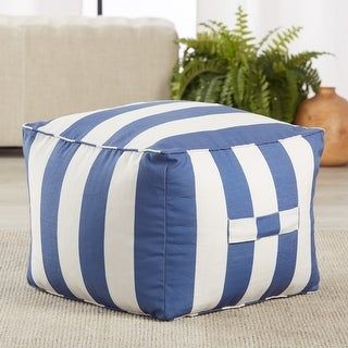 Ozma Indoor/ Outdoor Striped Blue/ White Pouf/ Floor Pillow - 20"X20"X15" - Overstock - 33274154 added by Julia McAleese