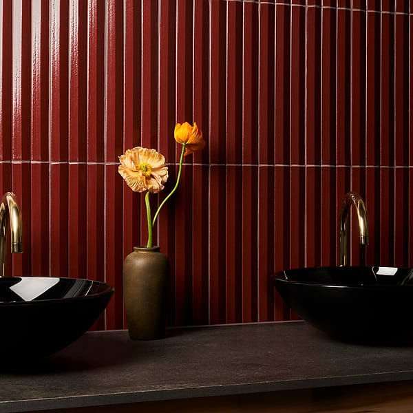 Ponto Ruby Red Fluted 5x16 3D Polished Porcelain Tile added by Leslie Burns