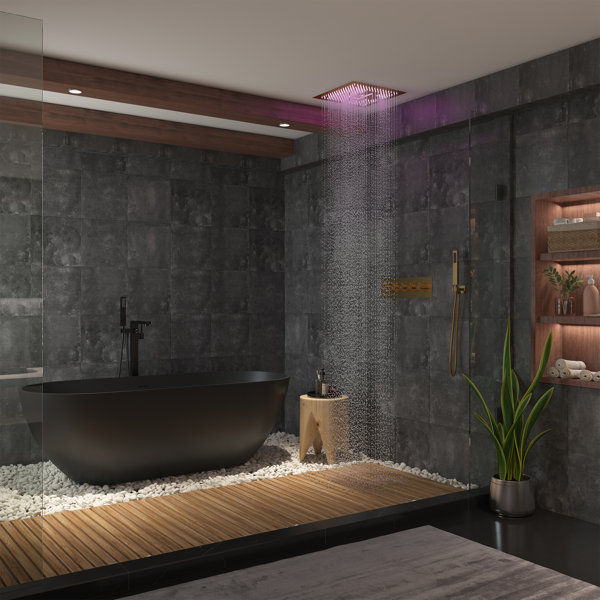 Camino 4-Function Luxury 16 Inch Thermostatic Rain Shower Set with Remote Control 64 Color Lights added by Sumire Ishige